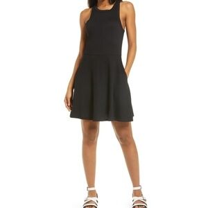 bp Sleeveless Rib Black Minidress